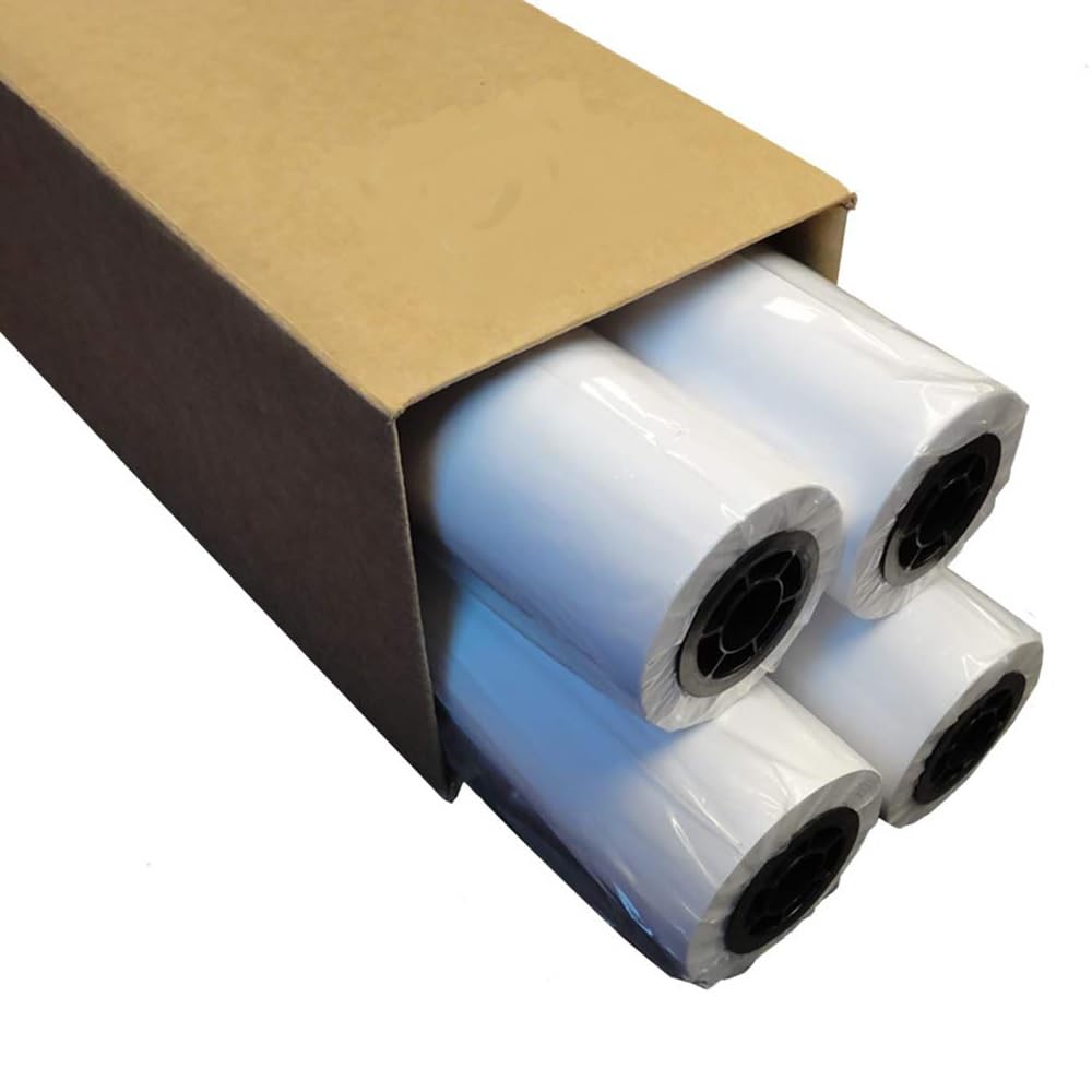 Confezione 4 Rotoli Plotter A0, Carta Opaca Inkjet di alta qualità, altezza 914 mm x 50 mt di lunghezza, anima 5 cm 80 G/Mq