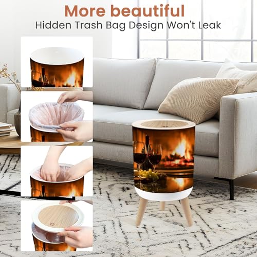 Pequeña caneca de basura con tapa y capacidad 1.8 gal miniatura 6