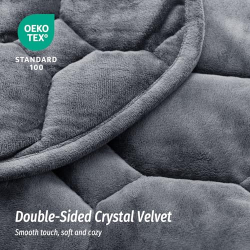 Image of Wemore Weighted Lap Blanket 7lbs for Adults, Small Weighted Blanket for Travel, Calming, Relaxing, Napping and Sleeping, All-Season Weighted Lap Pad, Machine Washable, Dark Grey 24x29 inches