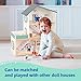 OOOK Wooden Dollhouse Furniture Set for Kids, 26 Pcs Dollhouse Accessories with 4 Family Dolls and Dog, Miniature Doll House Furniture Toys Pretend Play Set for G irls Boys Age 3+