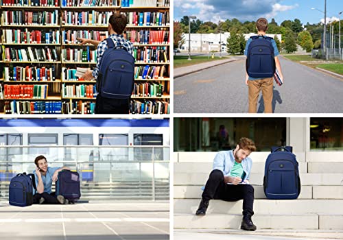 CAFELE 17.3 Inch Laptop Backpack with USB Charging Port, TSA-Friendly & Water-Resistant College Bookbag for Men and Women (Blue) - image 7