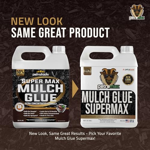 PetraMax Mulch Glue for Landscaping - Max Concentrate, Weed Barrier, Non-Toxic Pea Gravel Binder, Rock & Gravel Stabilizer, Dries Clear (Super, 1G)