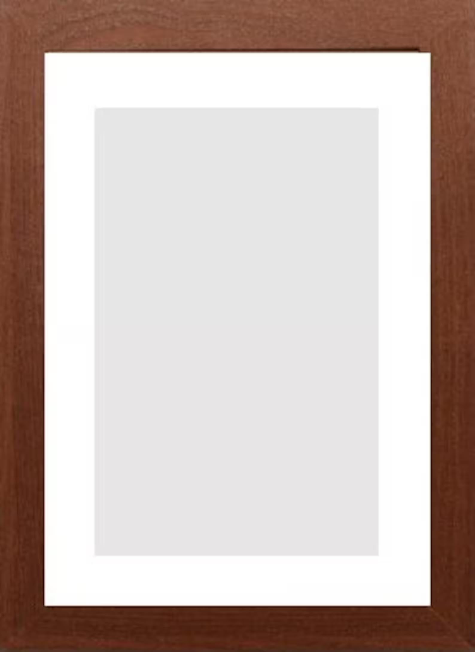 TOPBRANDS786 Black Picture Frame With WHITE Mount - IVORY Mount Poster Frame Photo Frame with Mount insert For Picture Size In Various Sizes (Walnut + White Mount, A6 pic (Frame Size A5))
