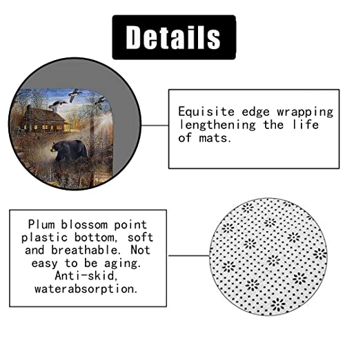Jayden&Madge 4Pcs/Set Rustic Deer Bear Cabin Fabric Shower Curtain, Fall Tree Forest Animal Wild Duck Tranquil Lake Natural Scenery Farmhouse Lodge Bathroom Decor, Non-Slip Bath Rugs Toilet Mat, Boat #TOP5