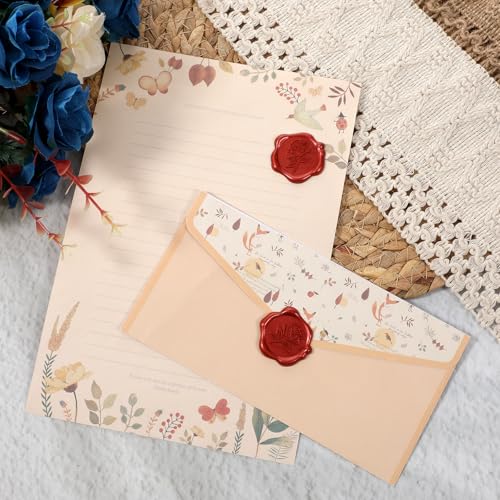 PEOVLVN 50 Pcs Red Wax Seal Stickers, Envelope Sticker Seals Adhesive Backed Wax Seals Elegant Floral Design Rose Stickers for Envelopes Wedding Invitation Christmas Cards Gift Wrapping