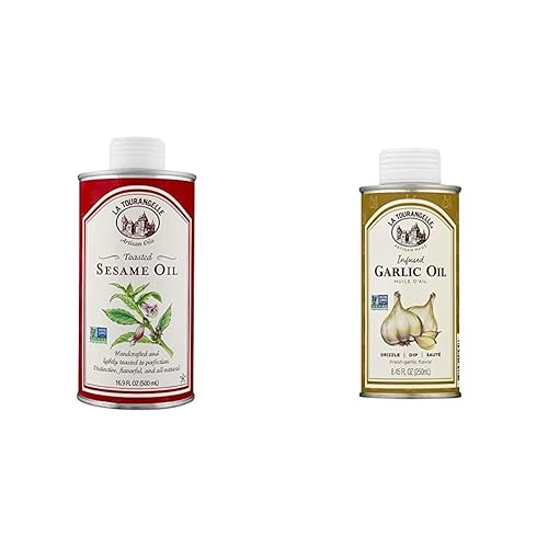 La Tourangelle Paquete de aceites con infusión de ajonjolí tostado y ajo (16.9 fl oz + 8.45 fl oz)