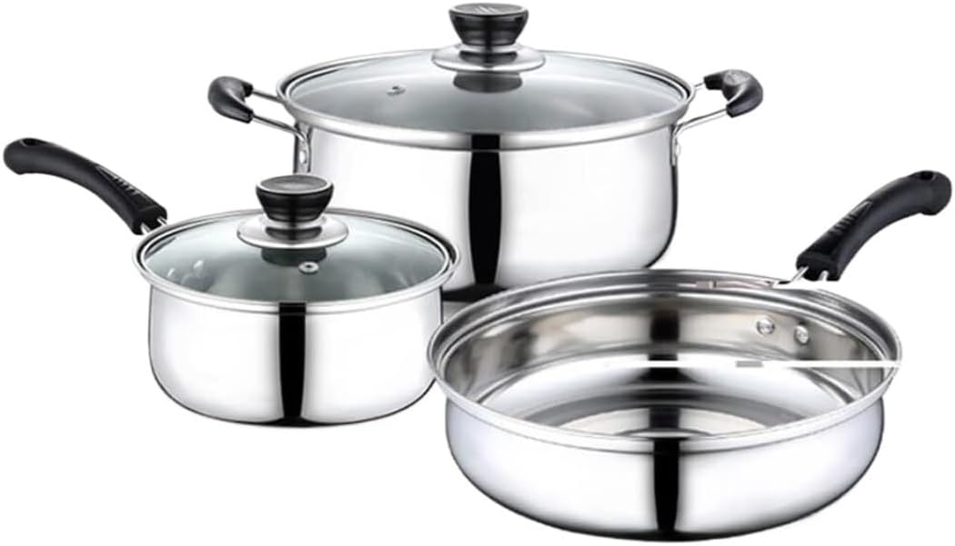 New ステンレス調理器具セット ステンレス調理器具セット 鍋セット 3点 調理鍋 フライパン ステンレス