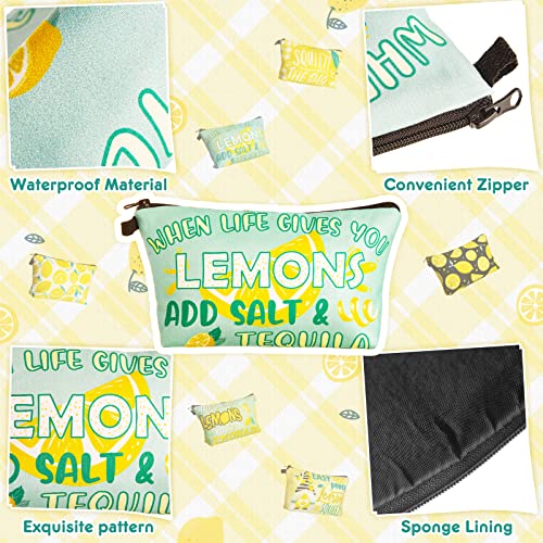 Reginary 6 Pcs Makeup Bags Purse Travel Cosmetic Pouch Waterproof Multifunction Makeup Pouch with Zipper Toiletry Bag Pencil Case Organizer Makeup Accessories for Women Girls Teenagers (Lemon Style)3