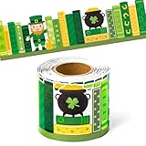 BeYumi Shamrock Bookshelf Border Trim - 65ft St Patrick's Day Green Books Rolled Border Trim Green Shamrock Bookshelf Bulletin Board Set Library Classroom Office Chalkboard Home Wall Party Decoration