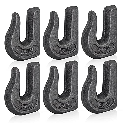 AyA Gear Weld-on Grab Chain Hook 3/8-in Heavy Duty Tow Hook G70 Forged Steel Tractor Hook Weldable for Car, Truck,SUV, RV,UTV,Tractors (6Pcs)