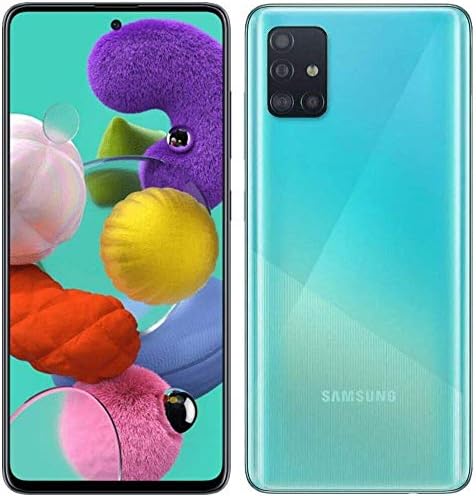 Samsung Galaxy A51 (128GB, 4GB) 6.5", 48MP Quad Camera, Dual SIM GSM ONLY Unlocked A515F/DS- US + Global 4G LTE International Model (Prism Crush Blue, 64GB SD + Case Bundle)