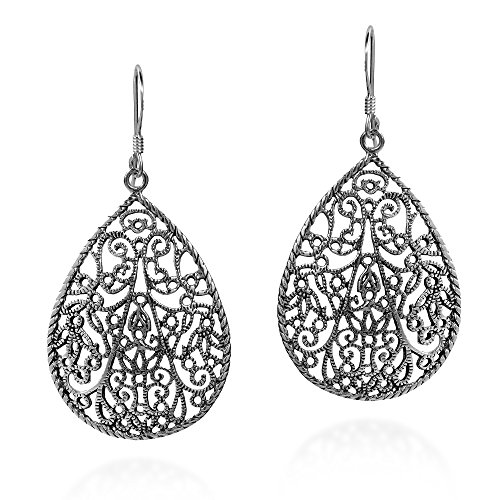 Boucles doreilles larme argent 925 anti allergie pendantes filigrane