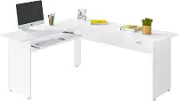 Escrivaninha em formato L com gaveta CANNES cor Branco - Artely