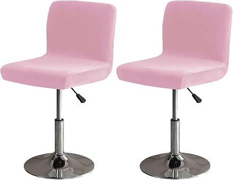 Stretch Velvet Bar Stool Cover, Counter Stool Cover with Soft Elastic Bottom Bar Stool Cover Removable Dining Chair Cover Washable-Pink-2 Piece