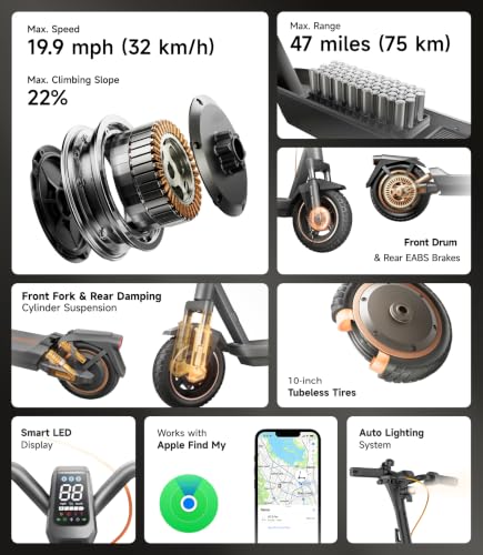 NAVEE GT3 MAX Electric Scooter, e-Scooter-for-Adults, 400W Rated Power Motor with Suspension, Long Range 47 40 Miles, Off Road 10 inch Tires, Foldable Heavy Duty for Commuter Teens Student - image 3