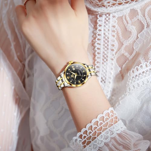 OLEVS Watch Women with Day Date Luxury Stainless Steel Ladies Watch Elegant Small Wrist Women's Dress Watches Diamond Quartz Watches for Women2