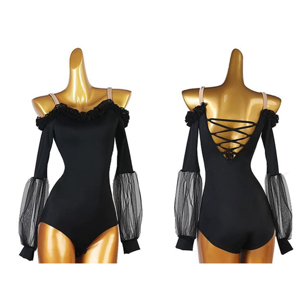 Latin Dancewear Mit V-Ausschnitt Für Damen Gymnastik Yoga Kostüm Rückenfreier Cha Cha Ballsaal Tanzkleider Schmal Geschnittener Walzer Tango Rock Body Top