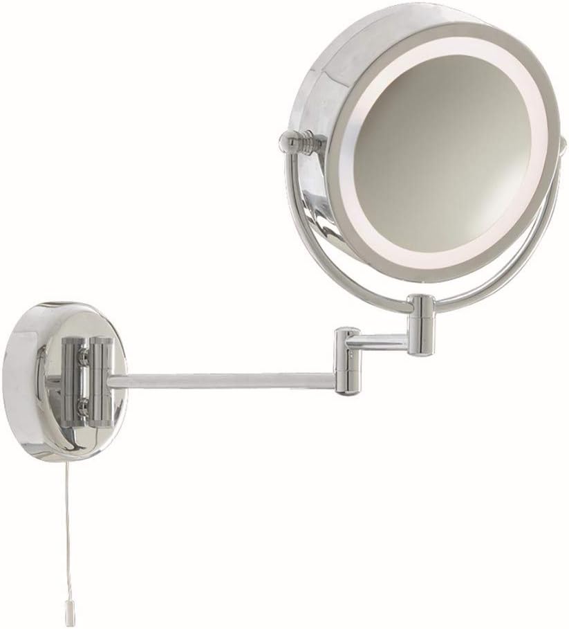 Bathroom Magnifying Mirror Wall Light, Chrome Finish, 11824