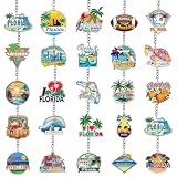 Sureio 25 Pcs USA Souvenir Keychain Gifts Bulk Men California Los Angeles Texas Florida Chicago Silver Metal American Keyring(Florida)