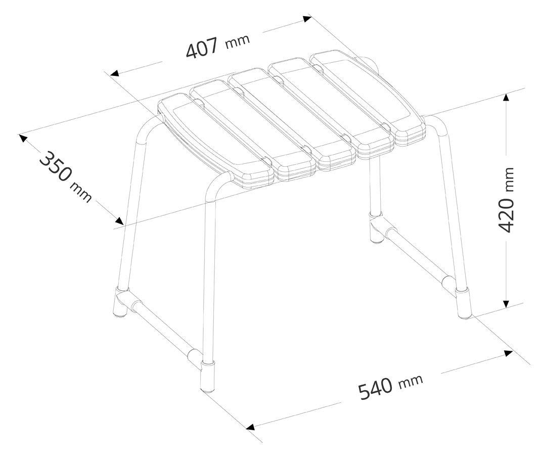 Gedy Promed taboret łazienkowy, aluminium, biały, 41,6 x 55 x 35 cm