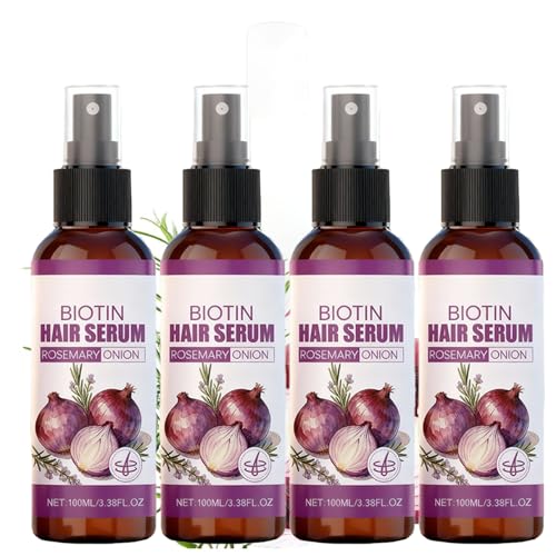 Aceite capilar de cebolla y romero, spray para el cabello, hidrata el cuero cabelludo y el cabello, fortalece el suero seco del cabello (4 unidades)