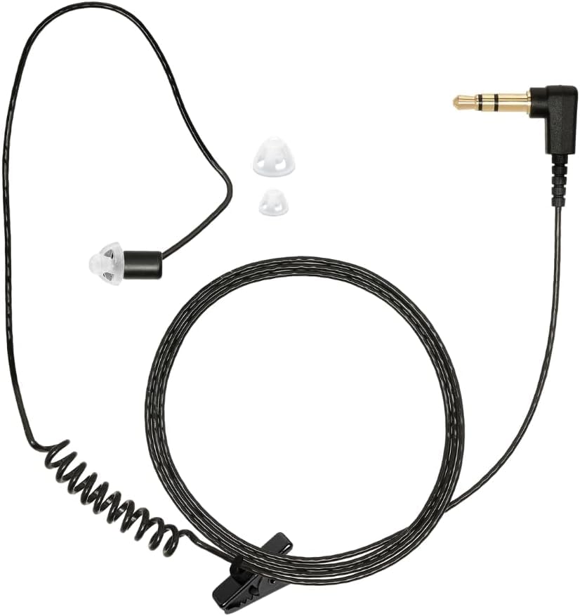 SHEEPDOG MICROPHONES Covert Police Listen Only Earpiece, 22 Inch Black Cable, 3.5mm Connector, Ultra-Thin Wire, Removable Retainer Ear Hook and (Pack