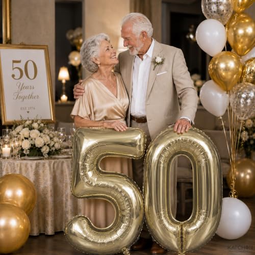 Image of KatchOn, Number 0 Balloon, 40 Inch Champagne Gold Foil Number Balloon