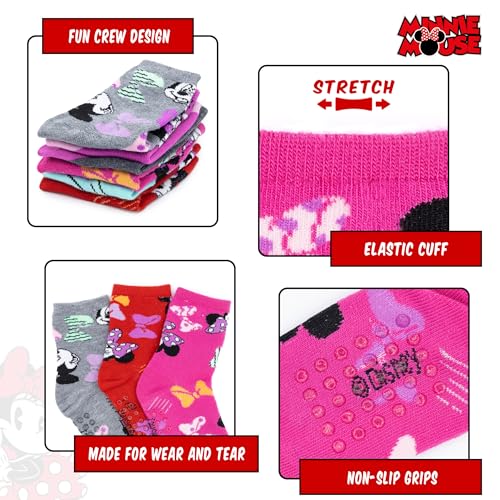 Image of Minnie Mouse Infant Toddler Socks - 10 Pack with Grippers for Ages 6-36 Months