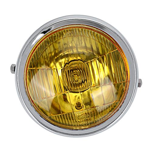 Yctze Faro universale per moto Faro per m Faro anteriore modificato rotondo per moto con lente gialla retrò adatto per CG125 GN125 (piastra galvanica) T4x583