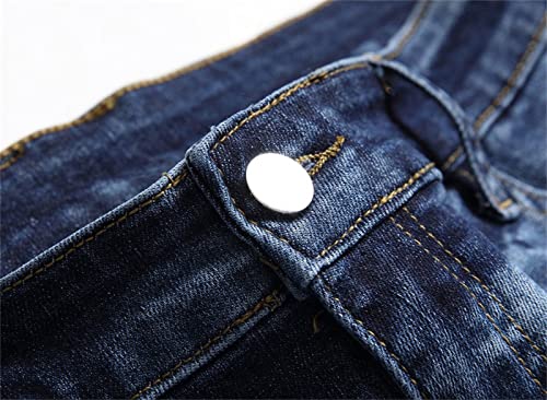 Pantalon en jean coupe slim taille moyenne avec poches effet usé