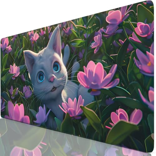 Tapis de Souris XXL 120x60cm, Rose Tapis de Souris Gaming, sous Main Bureau Gaming Chat Mouse Pad avec Coutures sur Les Bords, Antidérapant Mouse Pad Accessoire Bureau pour Gamer, Maison, Cadeau Z6-2