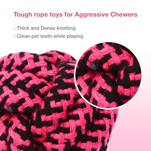 Image of Knotted Dumbbell Rope for Dogs and Pets |Durable Chew Cotton Knotted Dumbbell Shape Tug Rope Toy |Chewing and Teething for Dogs and Puppies Woven Rope Dog Toy, 23 cm (Red)