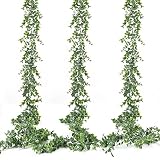 HATOKU 3 Pack Artificial Eucalyptus Garland Bulk Greenery Garland Decor, Fake Vines Faux Hanging Pla