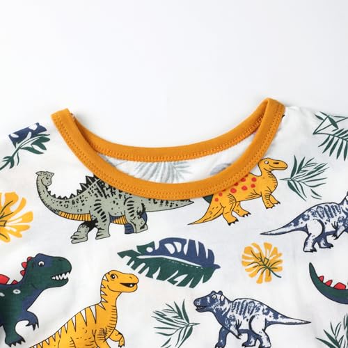 Image of HILEELANG Toddler Boy Summer Short Clothes Sets Cotton Crewneck Tees Shorts Pocket Adjustable Knite Shorts Playwear Sets