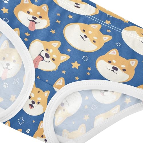 Wusikd Cute Shiba Inu Dog Girls' Underwear Cotton Stars Girls Briefs Soft Toddler Underwear 2T4
