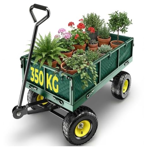TecTake Carretto carrello rimorchio in ferro rimorchio trasport legna giardino carro 350kg