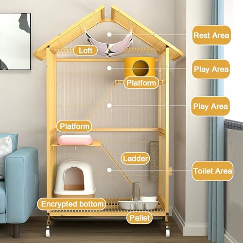 Jaula grande de ejercicio para gatos con polea de 360 grados 4