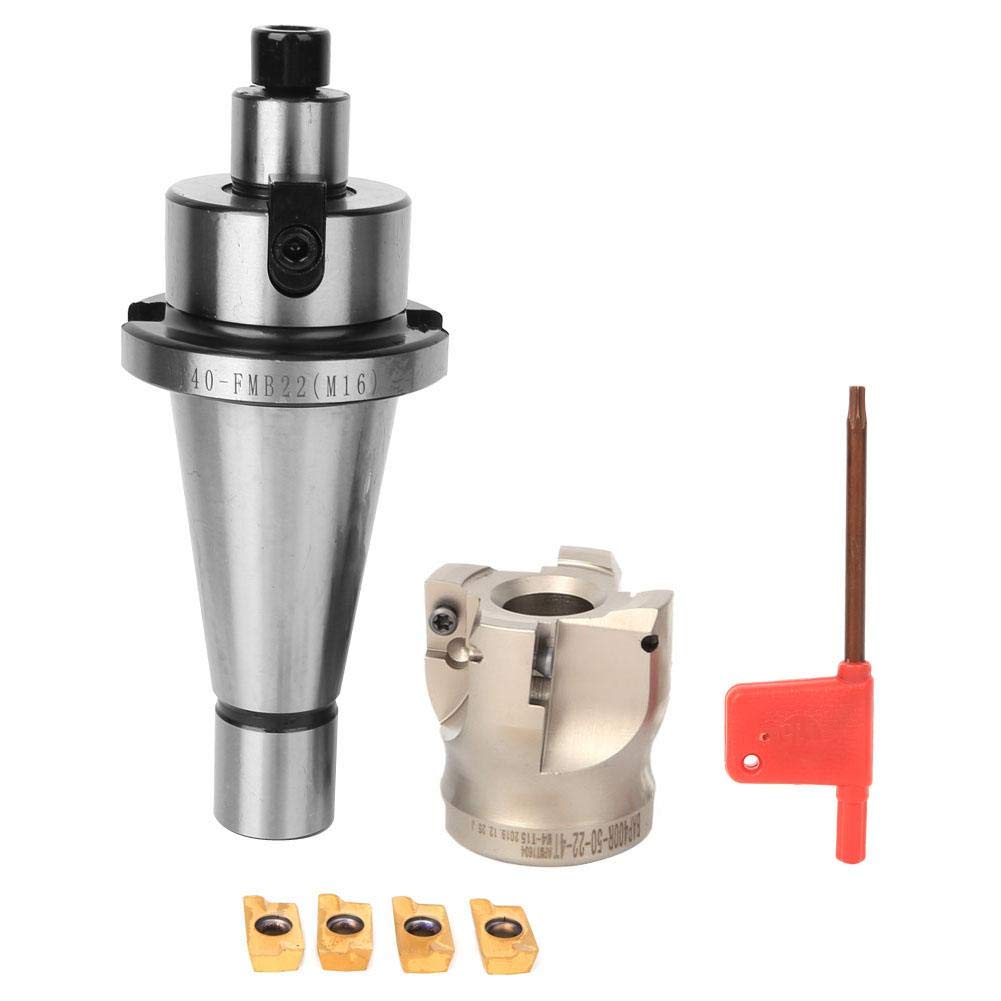 Hochpräziser rechtwinkliger Fräser, BAP400R-50-22-4T Fräser + Spannzangenfutterhalter NT40-FMB22 + Fräseinsätze APMT1604(4PCS Milling Inserts)
