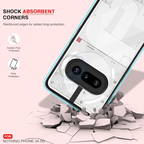 Image of AESTMO Nothing Phone 3A 5G Back Cover | 360 Protection | Crystal Clear Hard Back Transparent | Bumper Case for Nothing Phone 3A 5G (PC+TPU, Black Bumper)