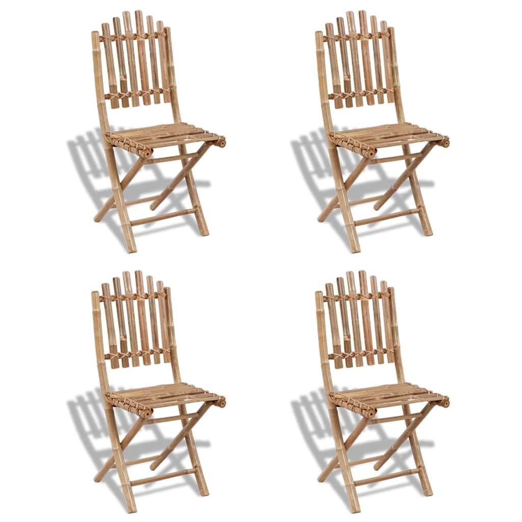vidaXL Lot de 4 chaises Pliables Bambou Ensemble de chaises de Jardin terrasse