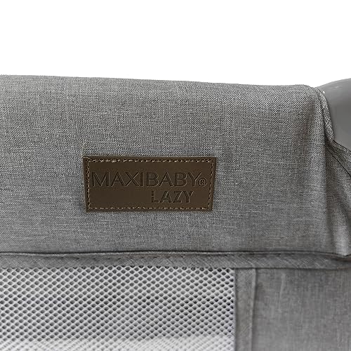 MaxiBaby Berço Portátil Infantil Cercado 0-15kg Lazy, Cinza