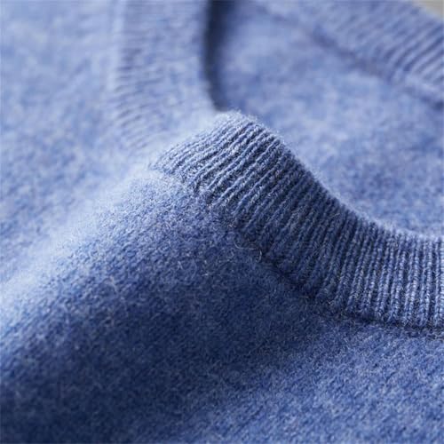 Men's 100 Percent Solid Wool Crew Neck Seamless Pullover Sweater Loose Fit Casual Knit Top3