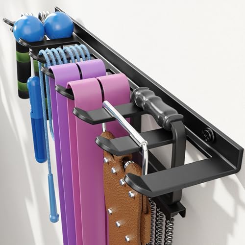 niffgaff Home Gym Storage Rack Organizer - Multi-Purpose Black Fitness Equipment Rack for Bands, Lifting Belts, Accessories