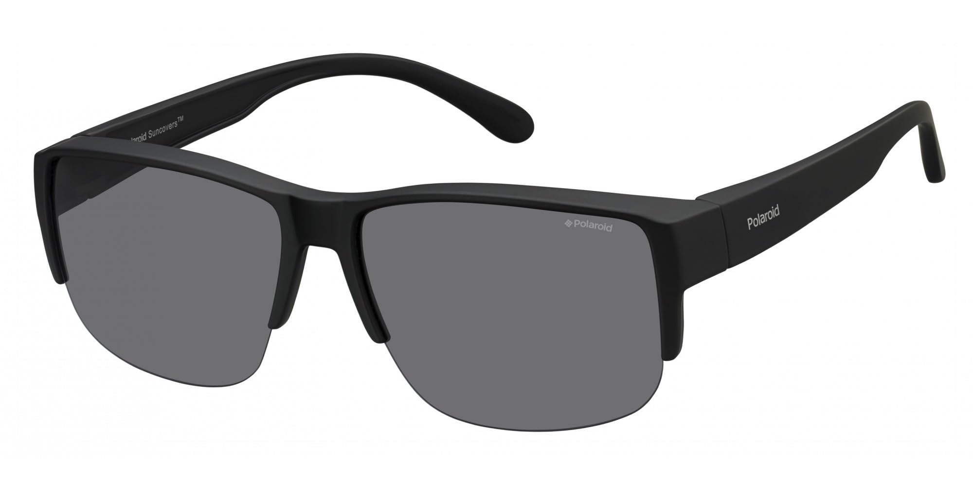 Polaroid Unisex Black Suncovers Semi Rimless Matt Grey Polarized Sunglasses