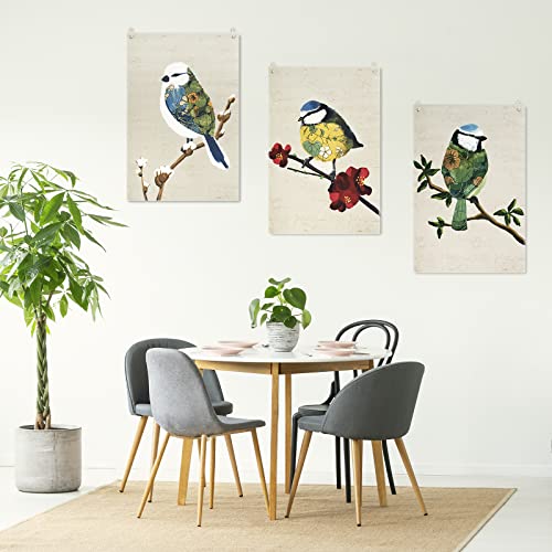 Cosplay Studio Hanging Canvas Wall Art Painting Pack Of 3 Artistic Birds Tapestry The Bird Is Standing On Top Of A Tree Branch Artwork Tapestry Wall Hanging For Room Office With Steel Grommets #TOP6
