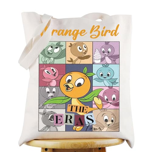 Bolso tote naranja G2TUP con diseño de pájaro miniatura 1