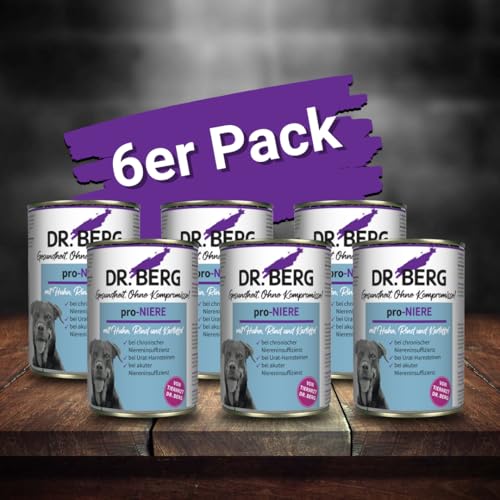 Dr. Berg pro-NIERE – Nassfutter für Hunde mit Niereninsuffizienz | Diätfutter zur Unterstützung der Nierenfunktion | 6 x 400 g