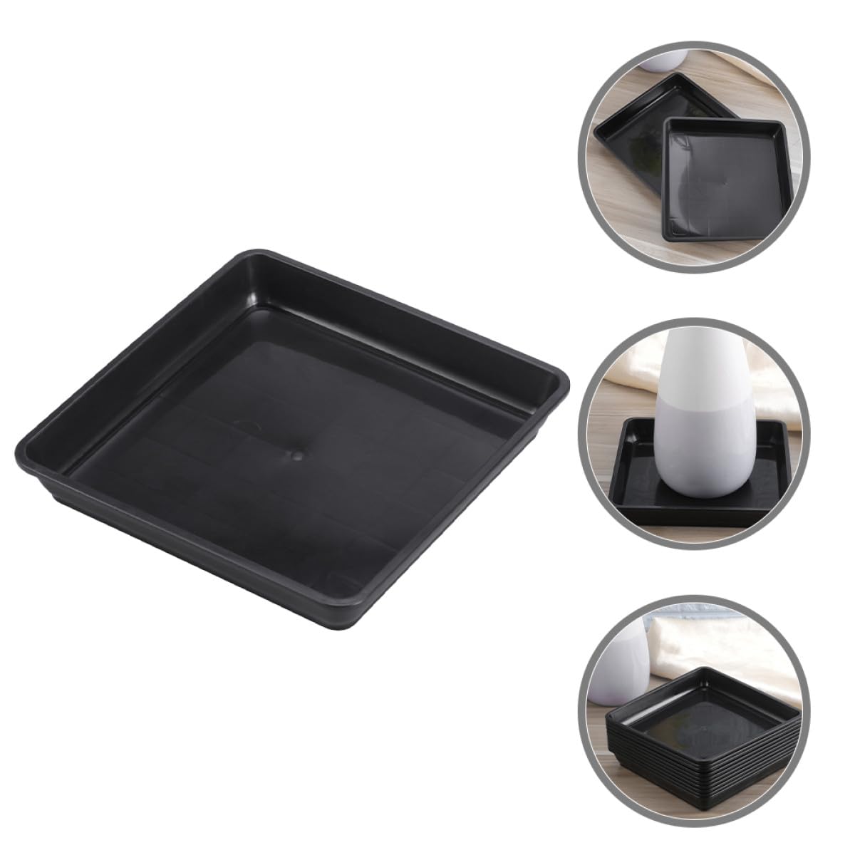 GLEAVI 15 Piezas Platillos Cuadrados para Macetas, Bandejas de Goteo de Plástico Negro 18x18 Cm, sin Agujeros para Plantas de Interior, Bandejas para Jardineras y Cuidado de Plantas