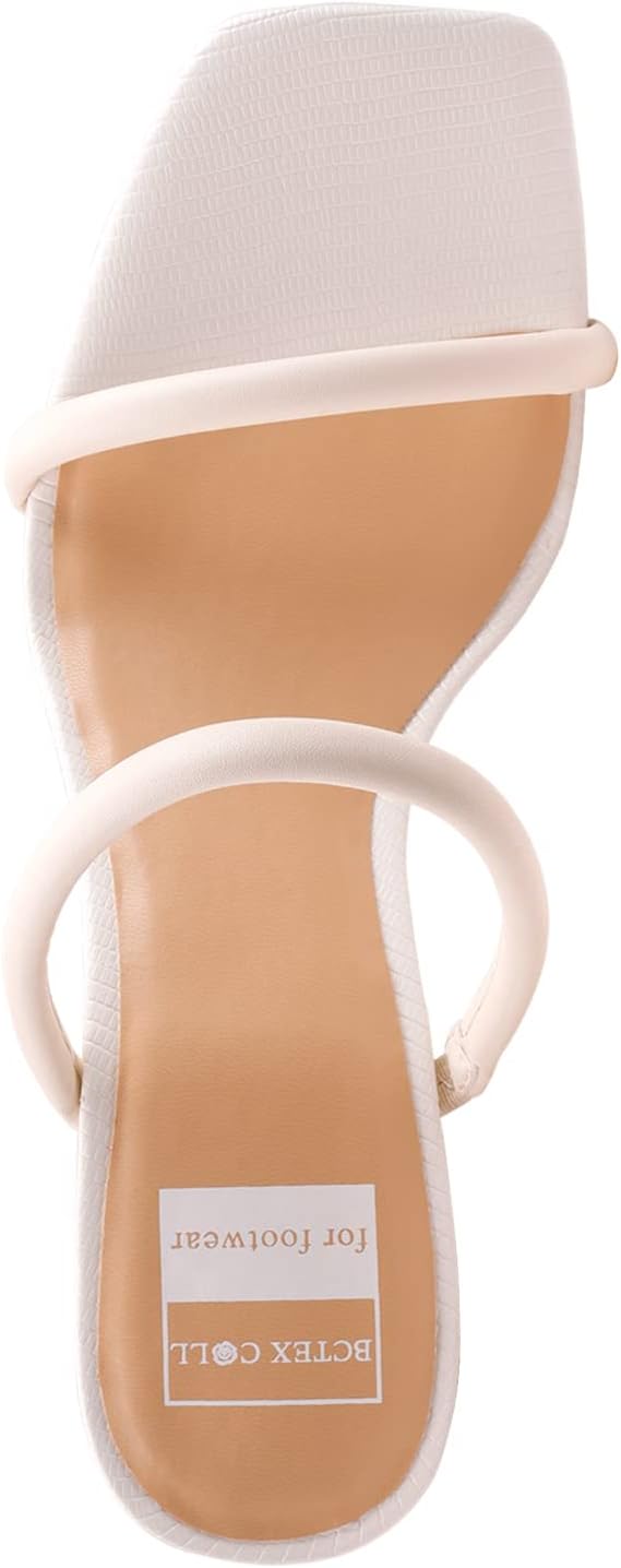 BCTEX COLL Women's High Heeled Sandal Two Strap Square Toe Slip on High-heeled Sandal High Heel Sandal Comfortable for Women - Image 6