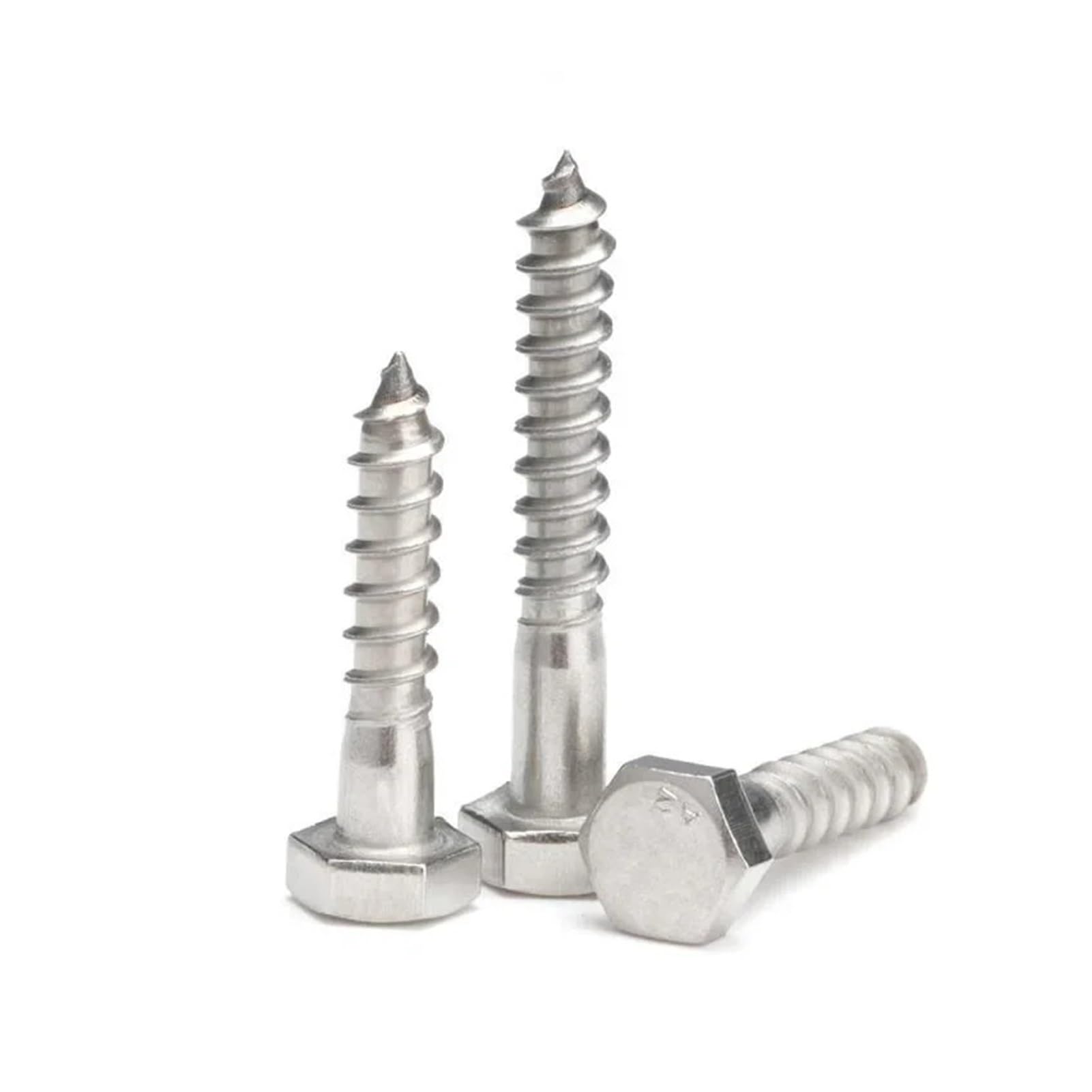 Hex Head Self-Tapping Wood Screws M8-M12 Stainless Steel | Hex drive, wood fix, outdoor use, rust-proof(M8x100-5pcs)